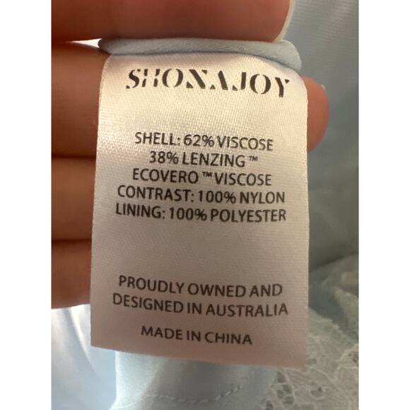 Shona Joy NWT Labyrinth One Shoulder Silky Lace Maxi Dress Blue Size 10 - Picture 11 of 11